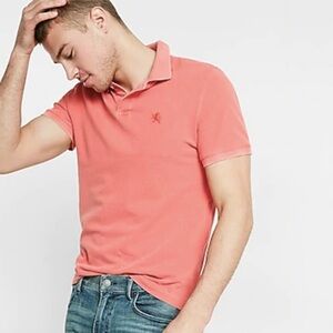 Express embroidered lion pique polo